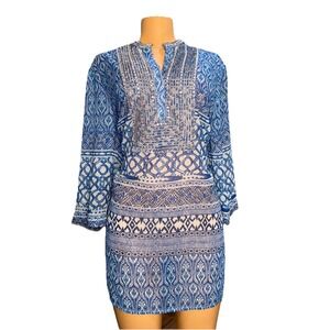 Chicos Chiffon Seaside Scroll Tunic Pattern Woven Top Size 3 U.S Size 16/18